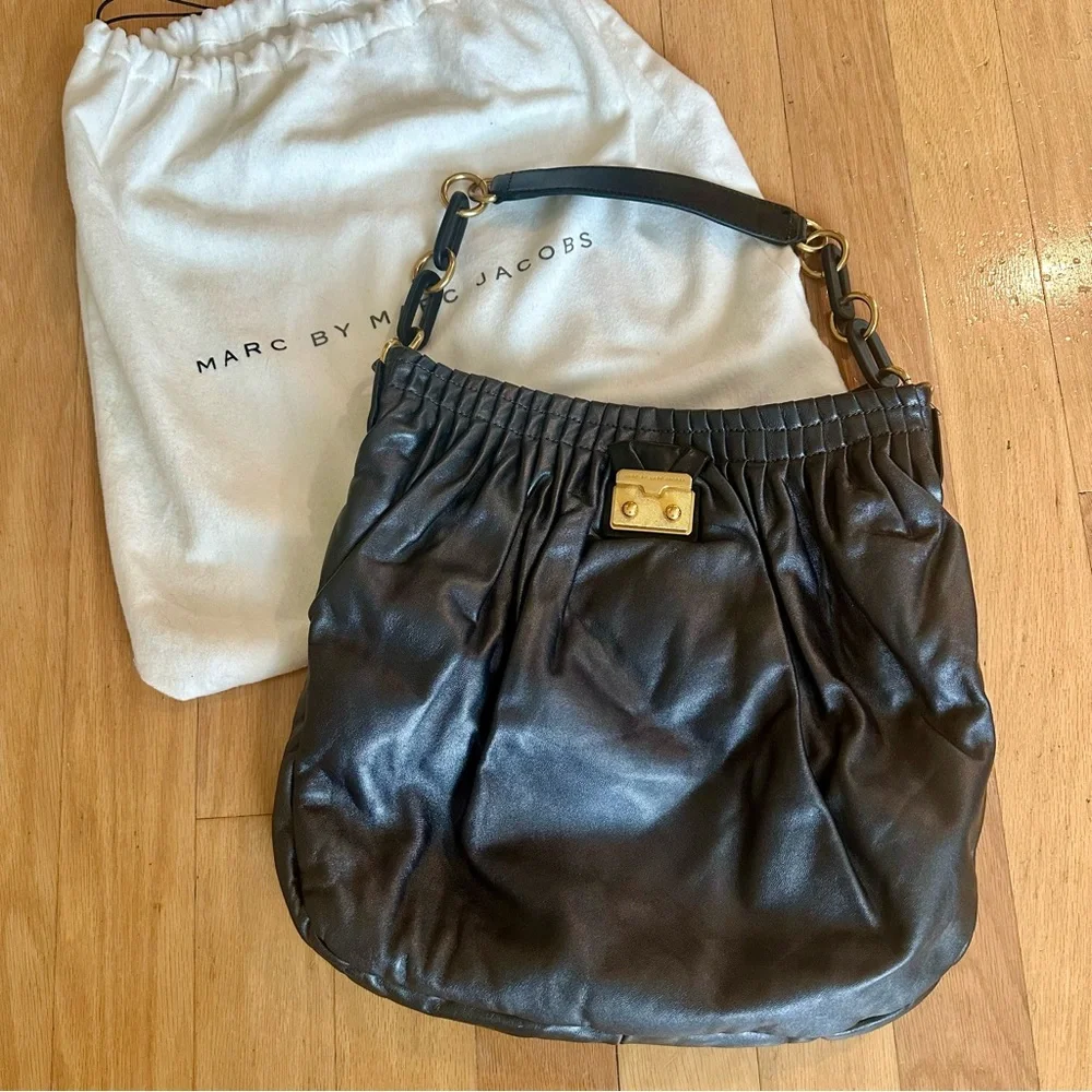 Marc by Marc Jacobs Pewter Lambskin Leather Hobo Bag NWT
